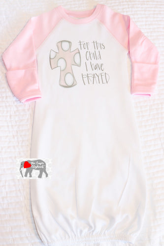 Polyester Dye-Pressed Pink Baby Girl Raglan Gown