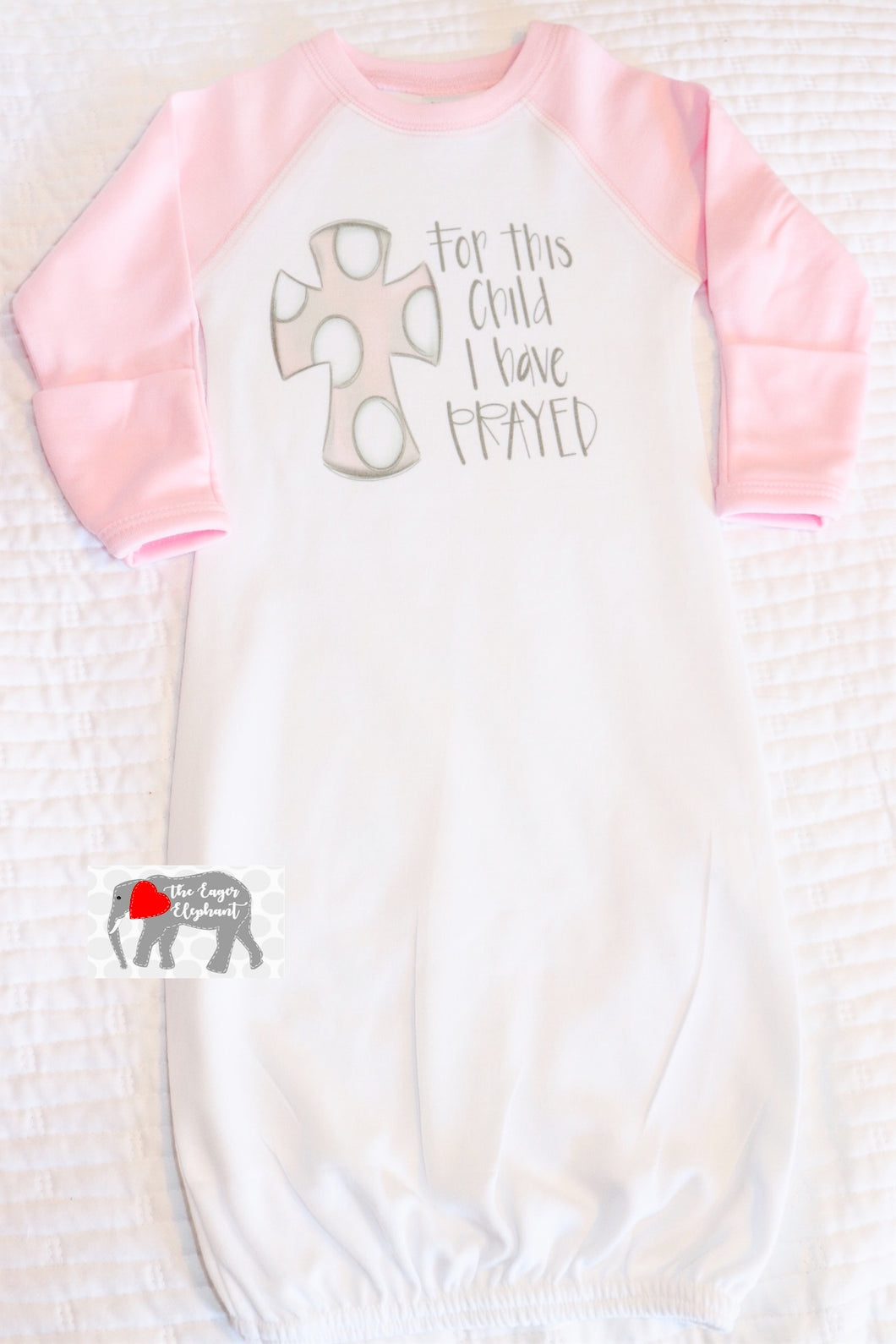 Polyester Dye-Pressed Pink Baby Girl Raglan Gown