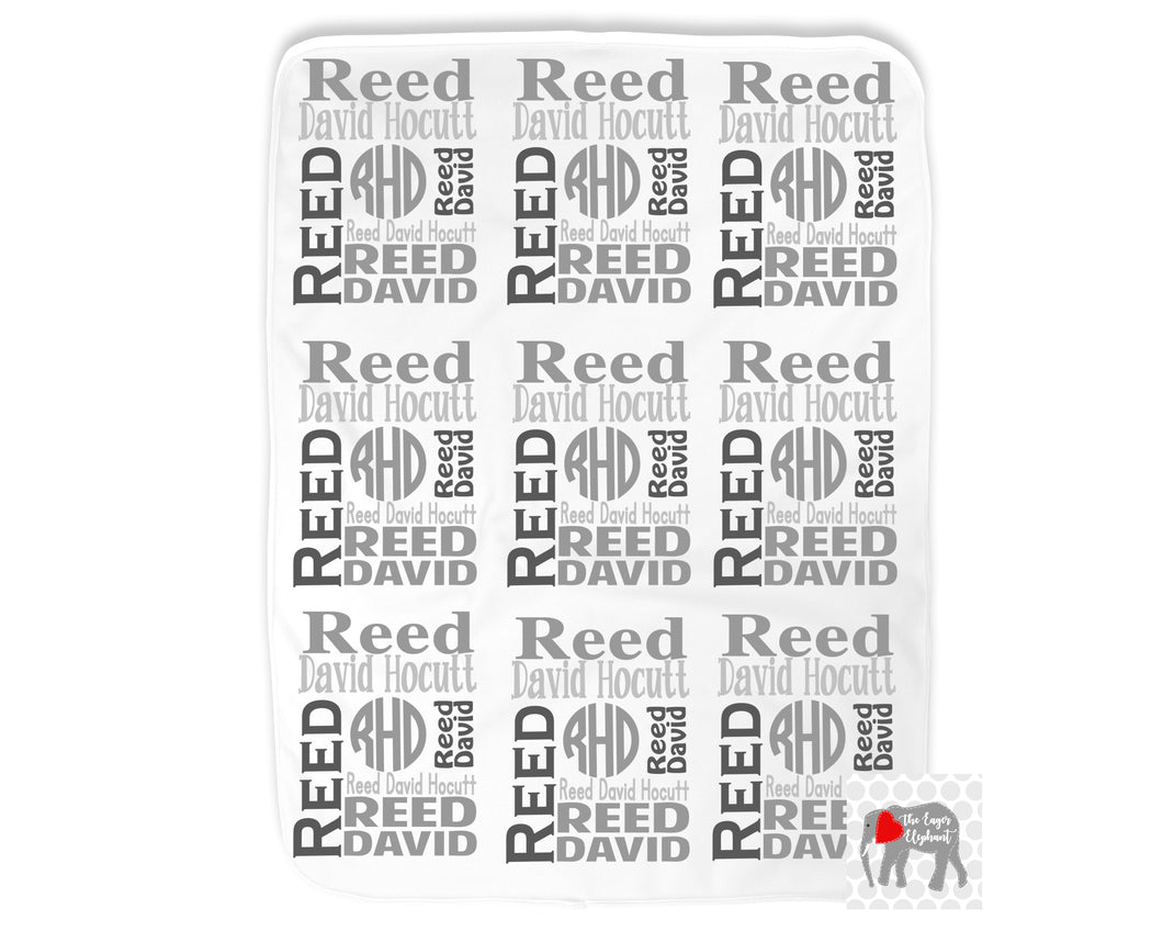 Personalized Name & Monogram Fleece Baby Blanket