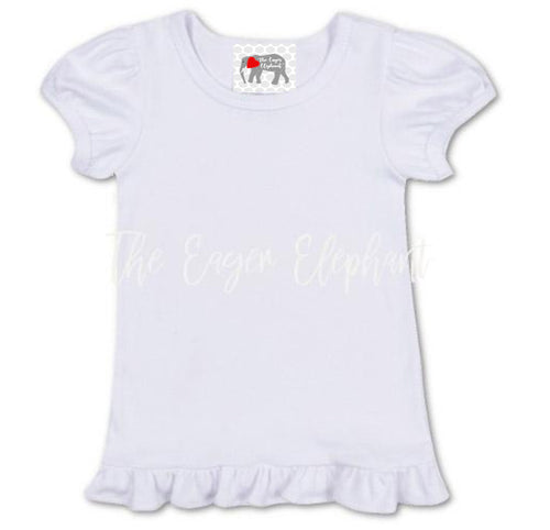 Sublimated White Girls Ruffle Tshirt