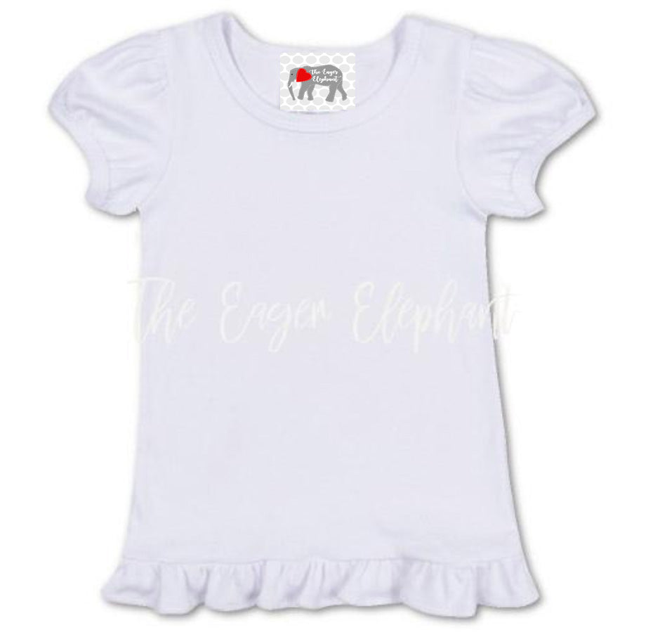 Sublimated White Girls Ruffle Tshirt